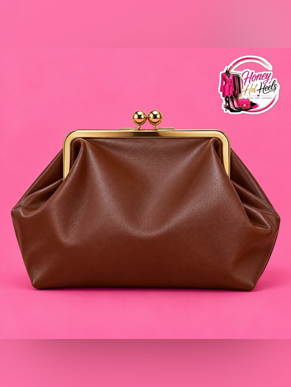 Vintage-Inspired Chocolate Kiss-Lock Handbag